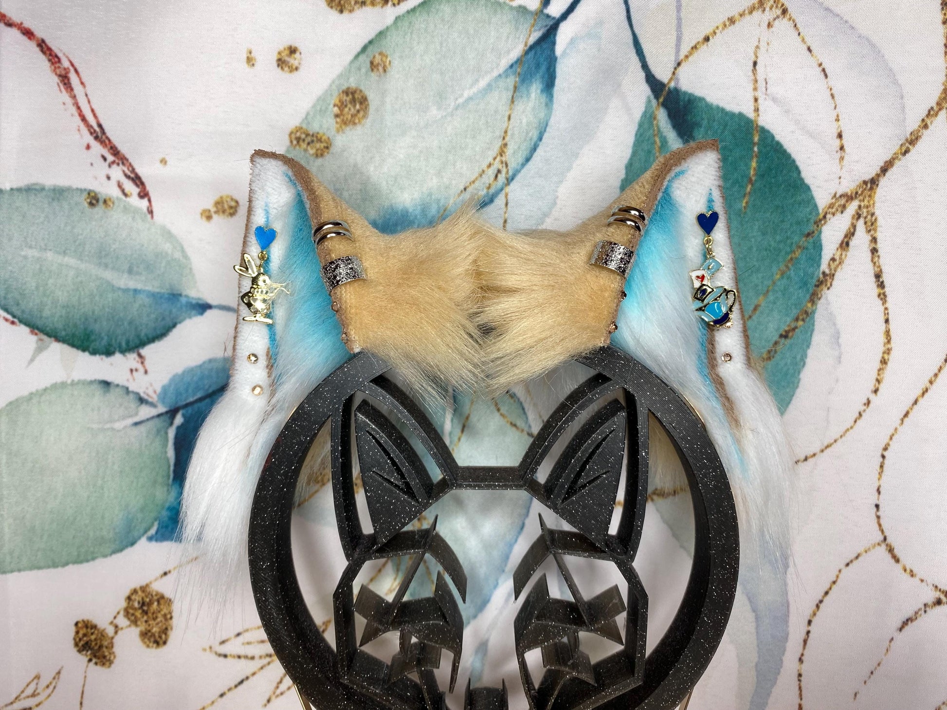 Alice in Wonderland cat ears handmade from faux fur for cosplay, therian, furry, streamer wearable as a headband