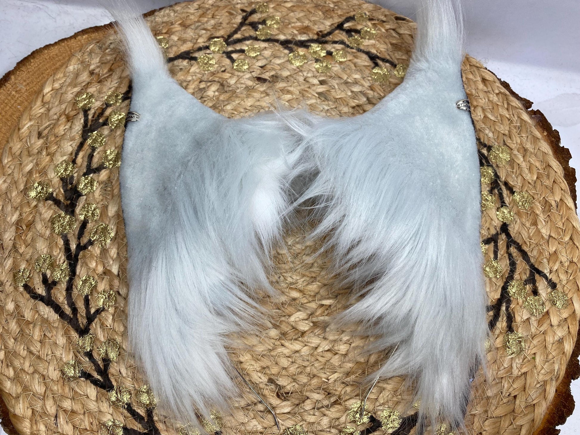Arctic Galaxy fox ears handmade from faux fur for cosplay, streamers, therians, furry wearable as a headband