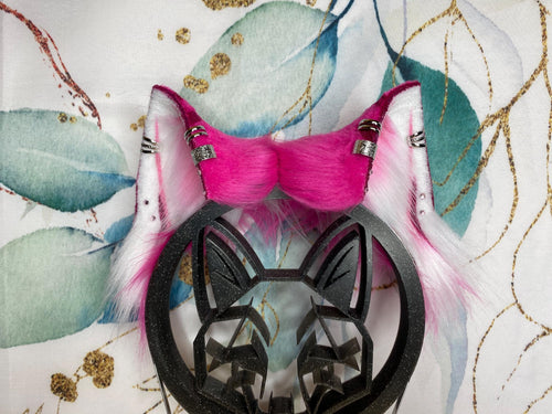 Alice in Wonderland cheshire cat ears handmade from faux fur for cosplay, therian, furry, streamer wearable as a headband