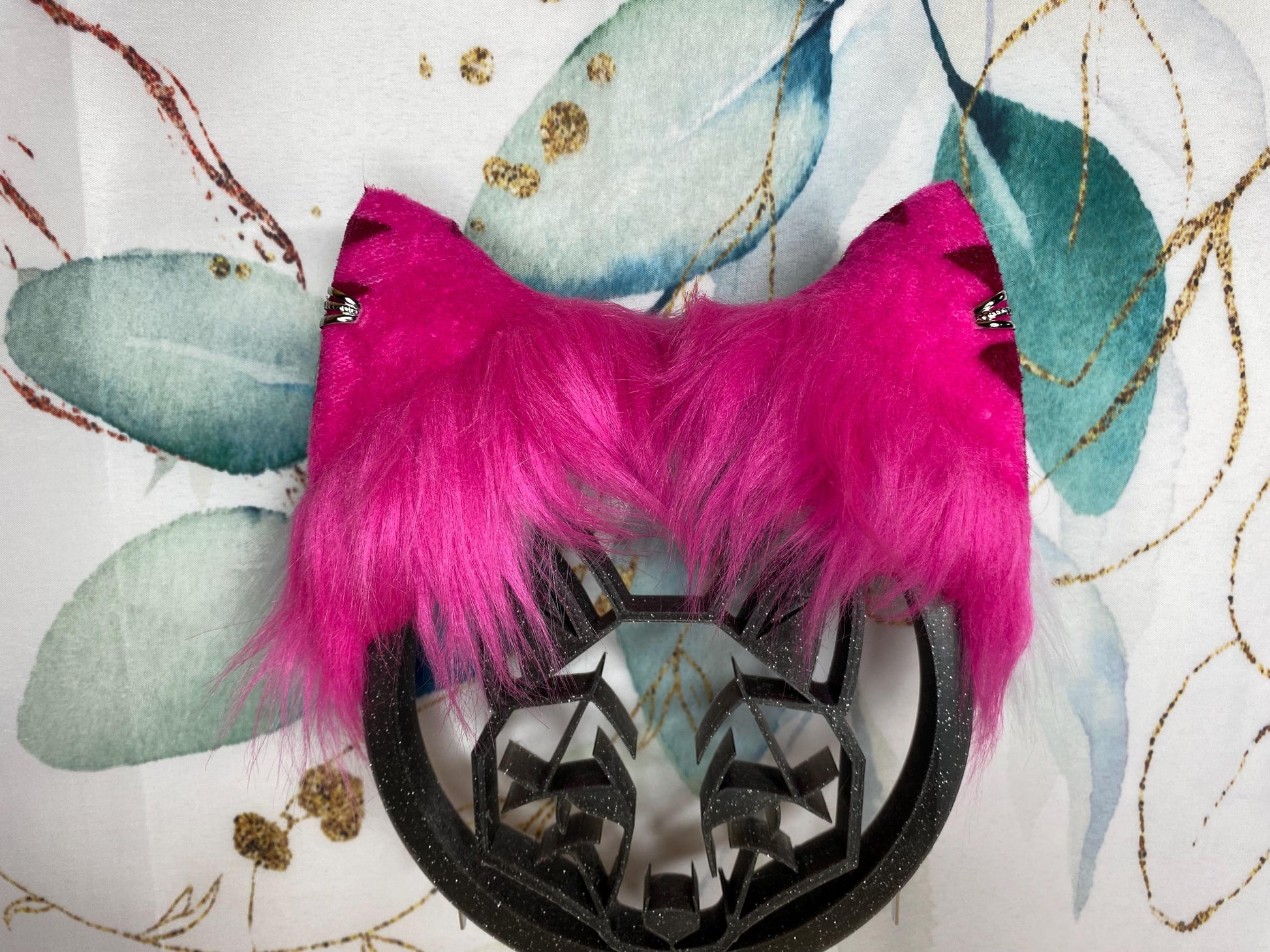 Alice in Wonderland cheshire cat ears handmade from faux fur for cosplay, therian, furry, streamer wearable as a headband
