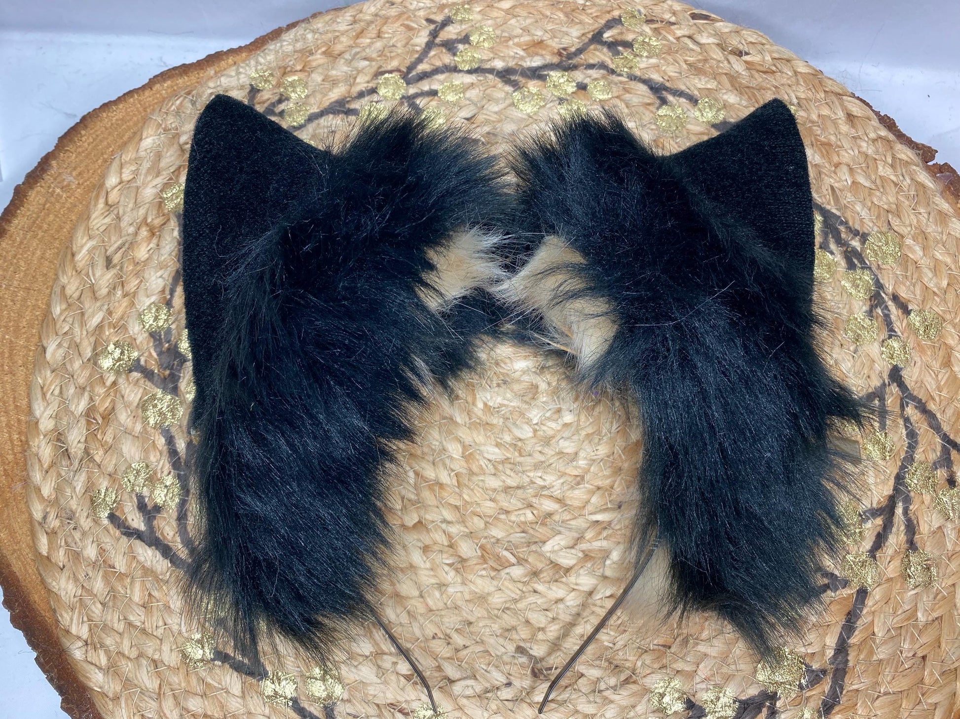 Anubis fox ears handmade from faux fur for streamers, cosplay, therians, furry wearable as a headband