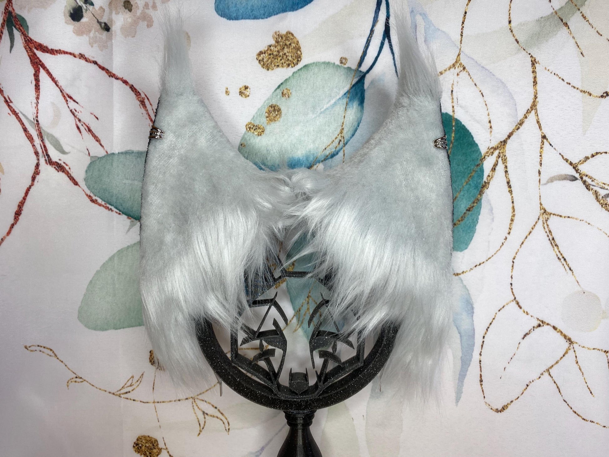 Arctic Galaxy fox ears handmade from faux fur for cosplay, streamers, therians, furry wearable as a headband