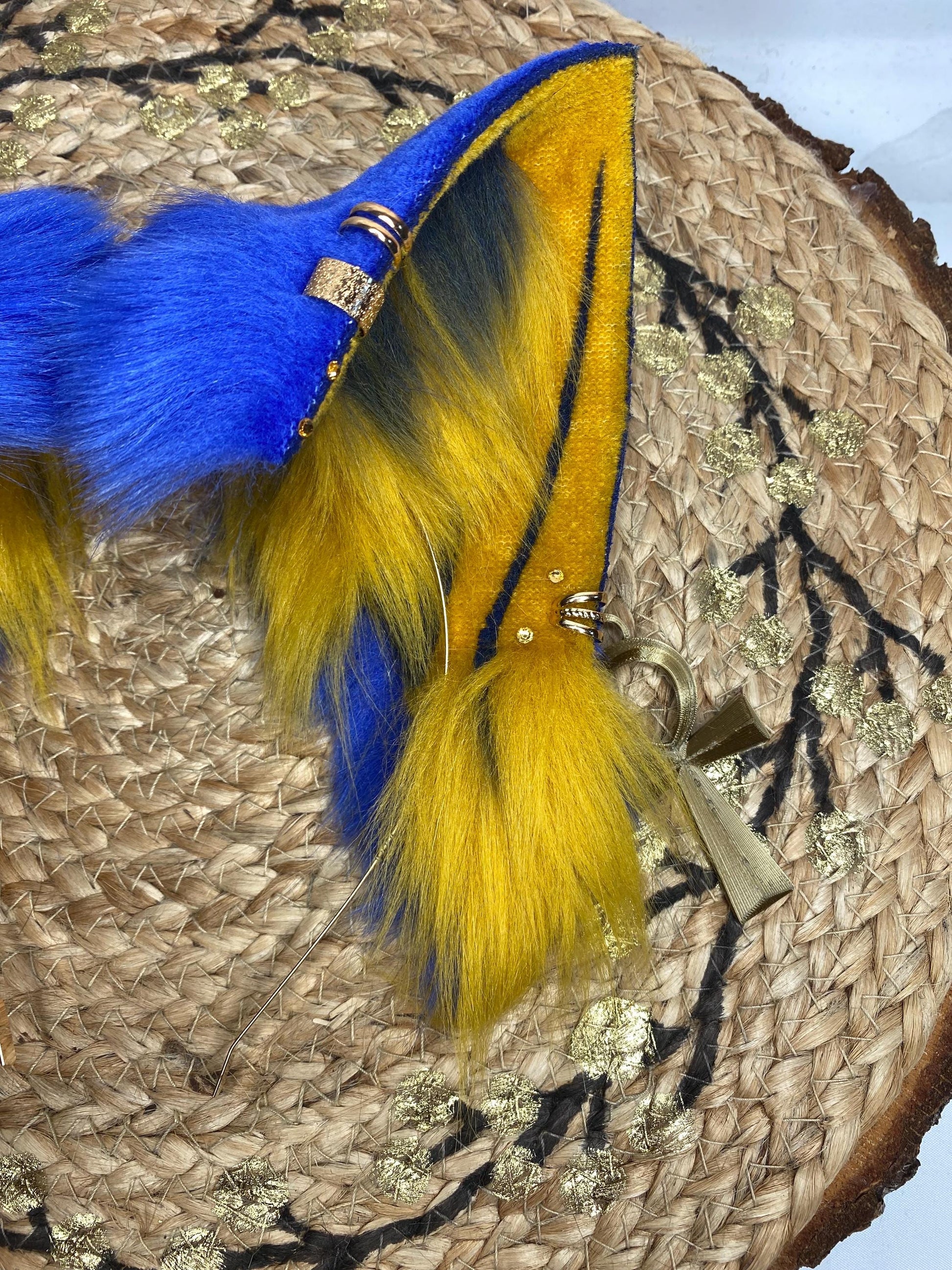 Animal Crossing Ankha fox ears handmade from faux fur for cosplay, streamers, therians, furries wearable as a headband