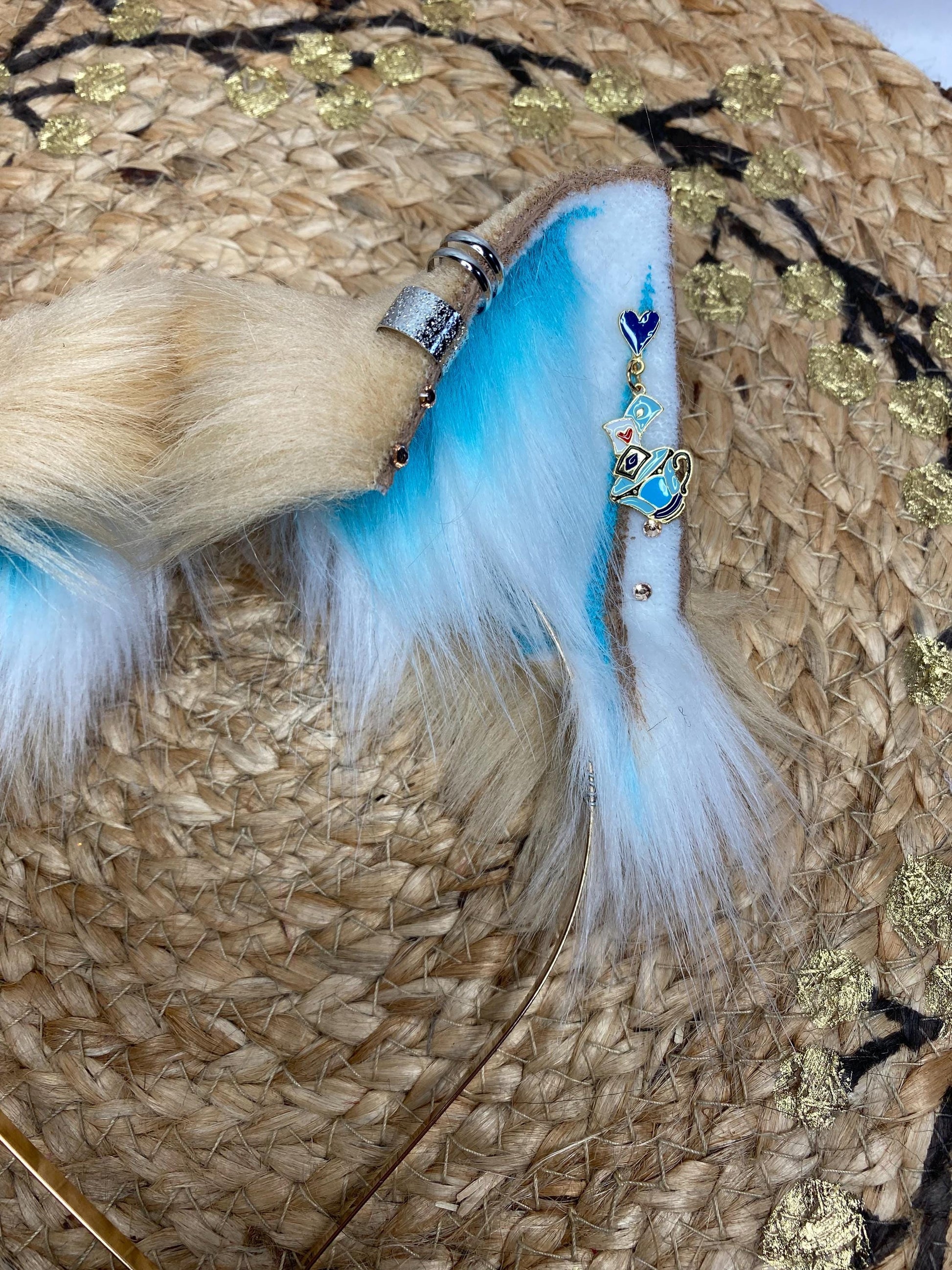 Alice in Wonderland cat ears handmade from faux fur for cosplay, therian, furry, streamer wearable as a headband