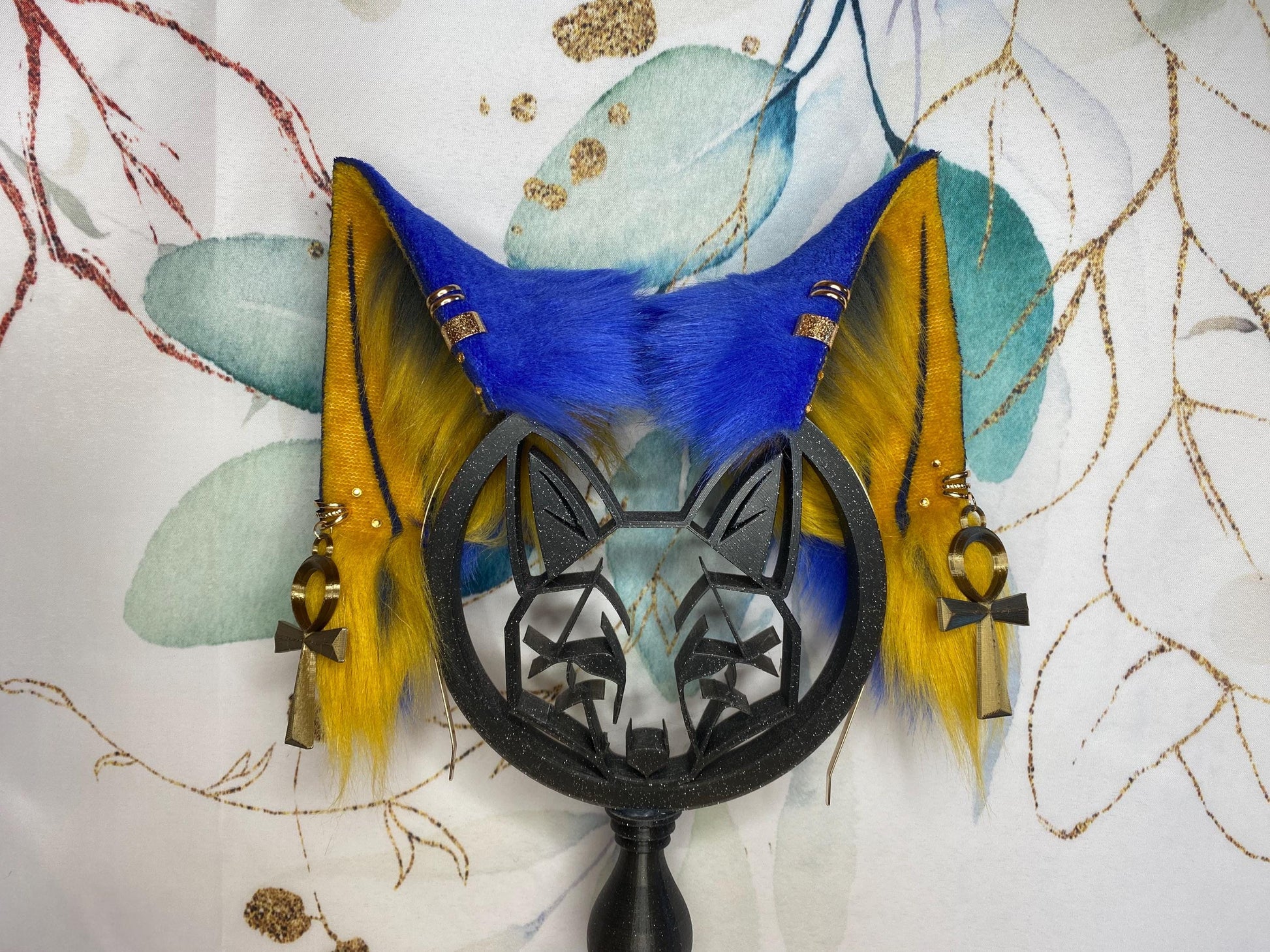 Animal Crossing Ankha fox ears handmade from faux fur for cosplay, streamers, therians, furries wearable as a headband