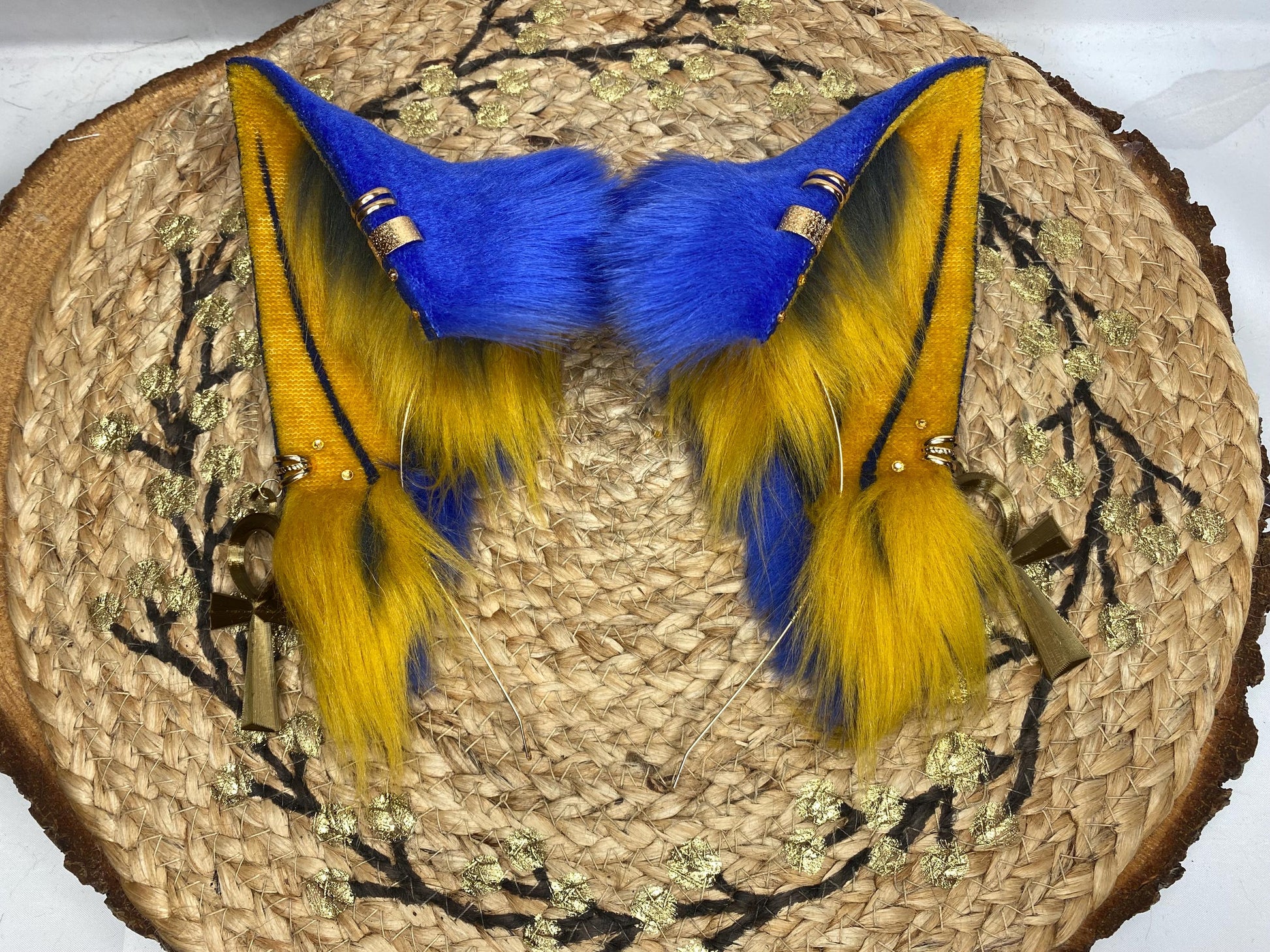 Animal Crossing Ankha fox ears handmade from faux fur for cosplay, streamers, therians, furries wearable as a headband