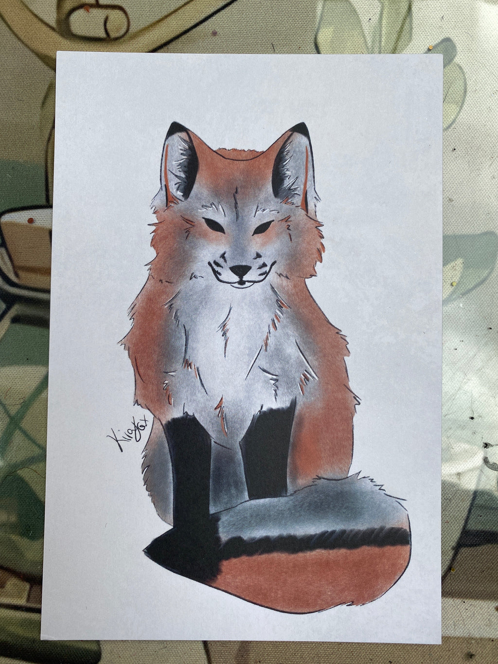 Gray Fox Nature A6 Print 10x15cm Fox Art Print