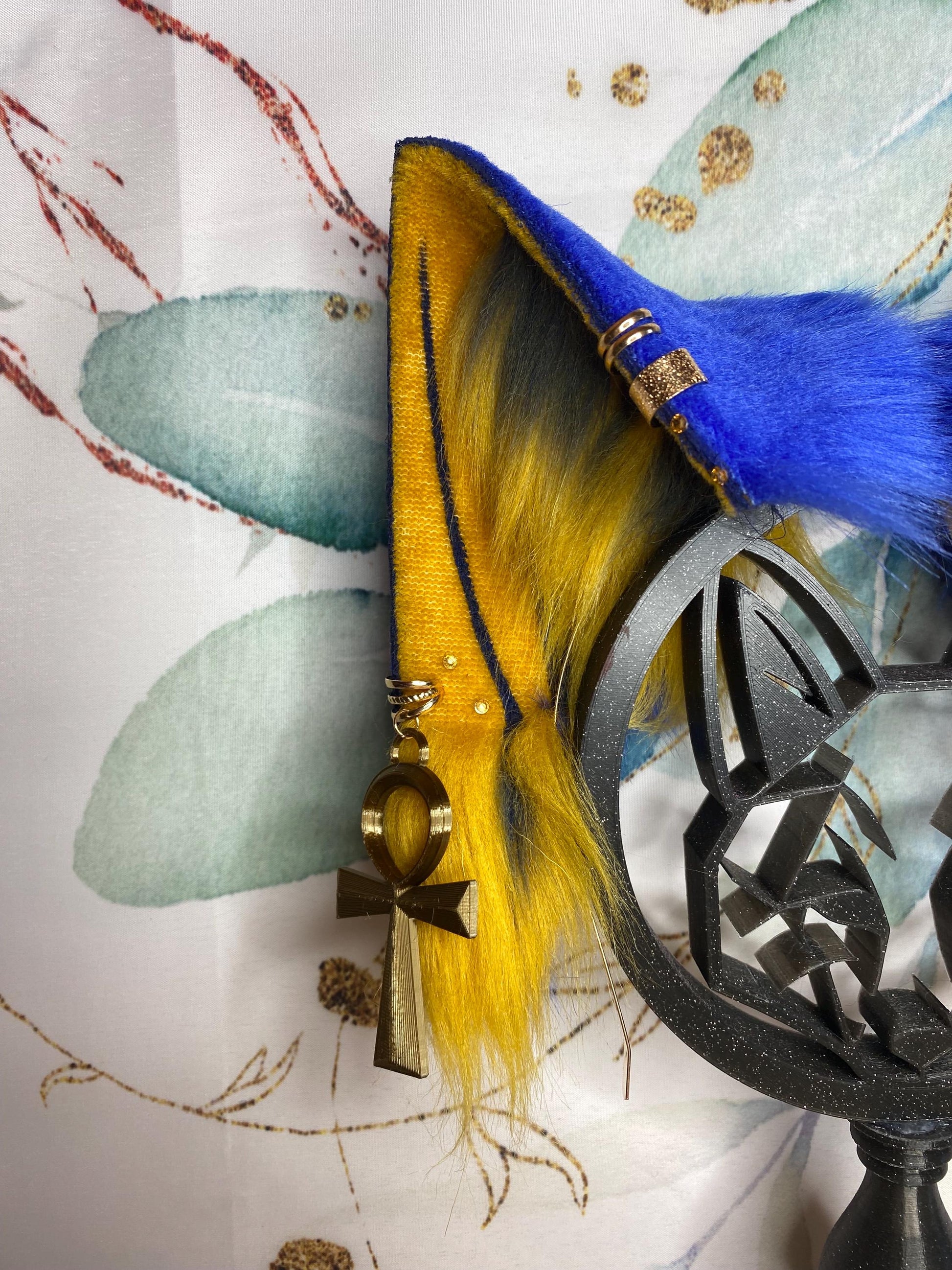 Animal Crossing Ankha fox ears handmade from faux fur for cosplay, streamers, therians, furries wearable as a headband