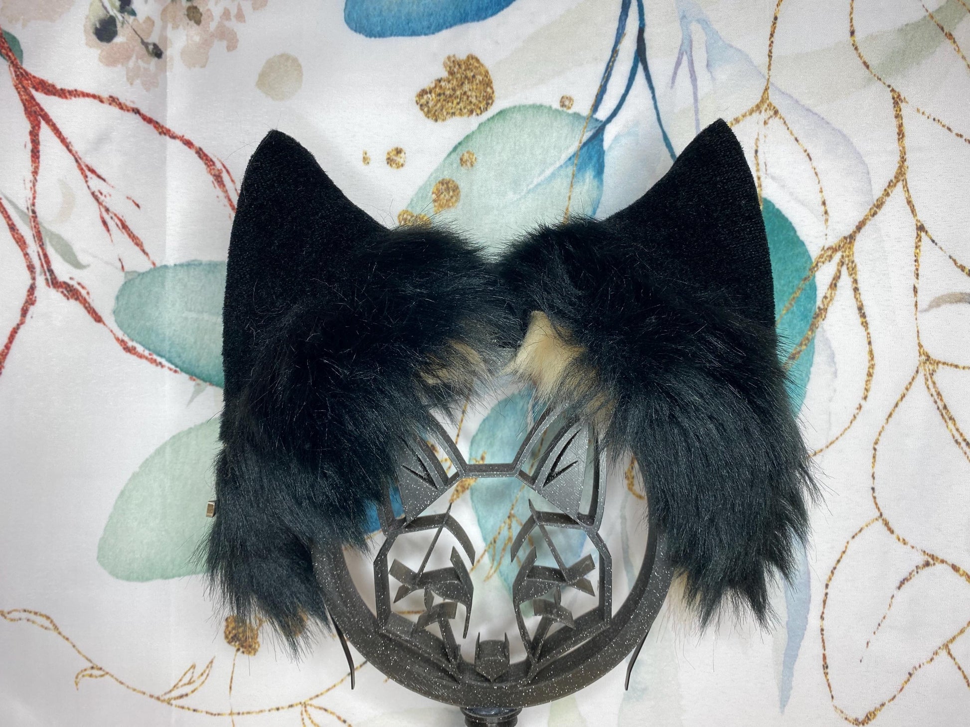 Anubis fox ears handmade from faux fur for streamers, cosplay, therians, furry wearable as a headband