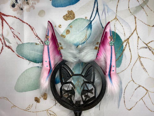 Ahri Cosplay LOL Spirit Blossom fox ears made of faux fur for cosplay, streamers, therians, furries, wearable as a headband
