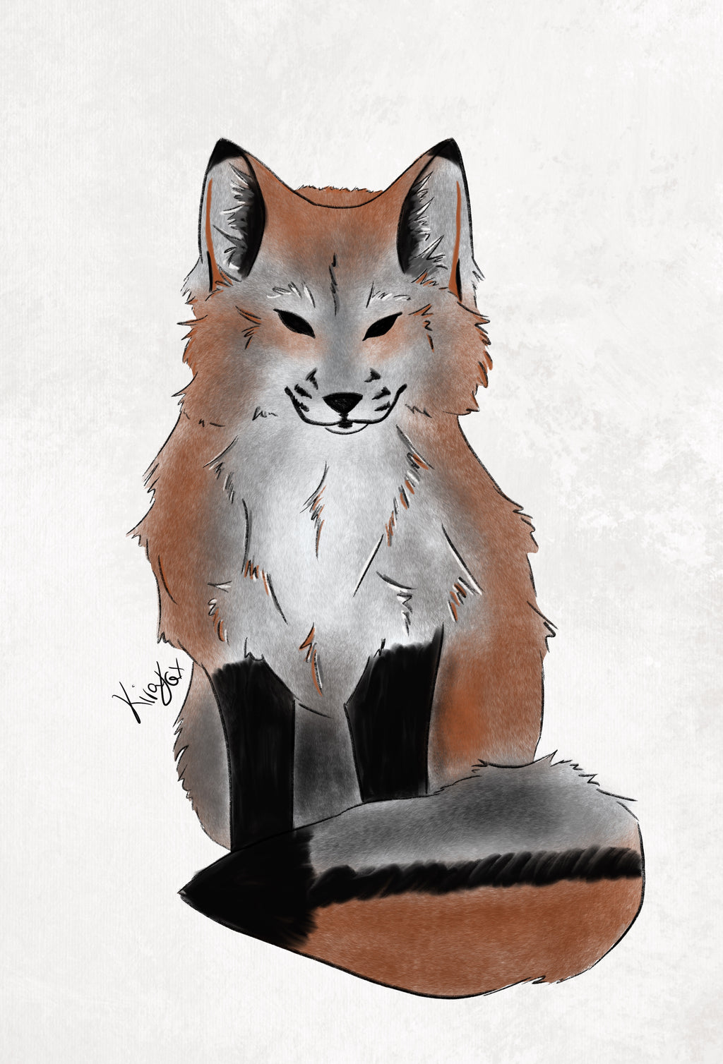 Gray Fox Nature A6 Print 10x15cm Fox Art Print