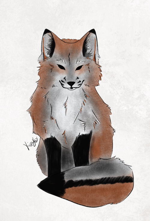 Gray Fox Nature A6 Print 10x15cm Fox Art Print