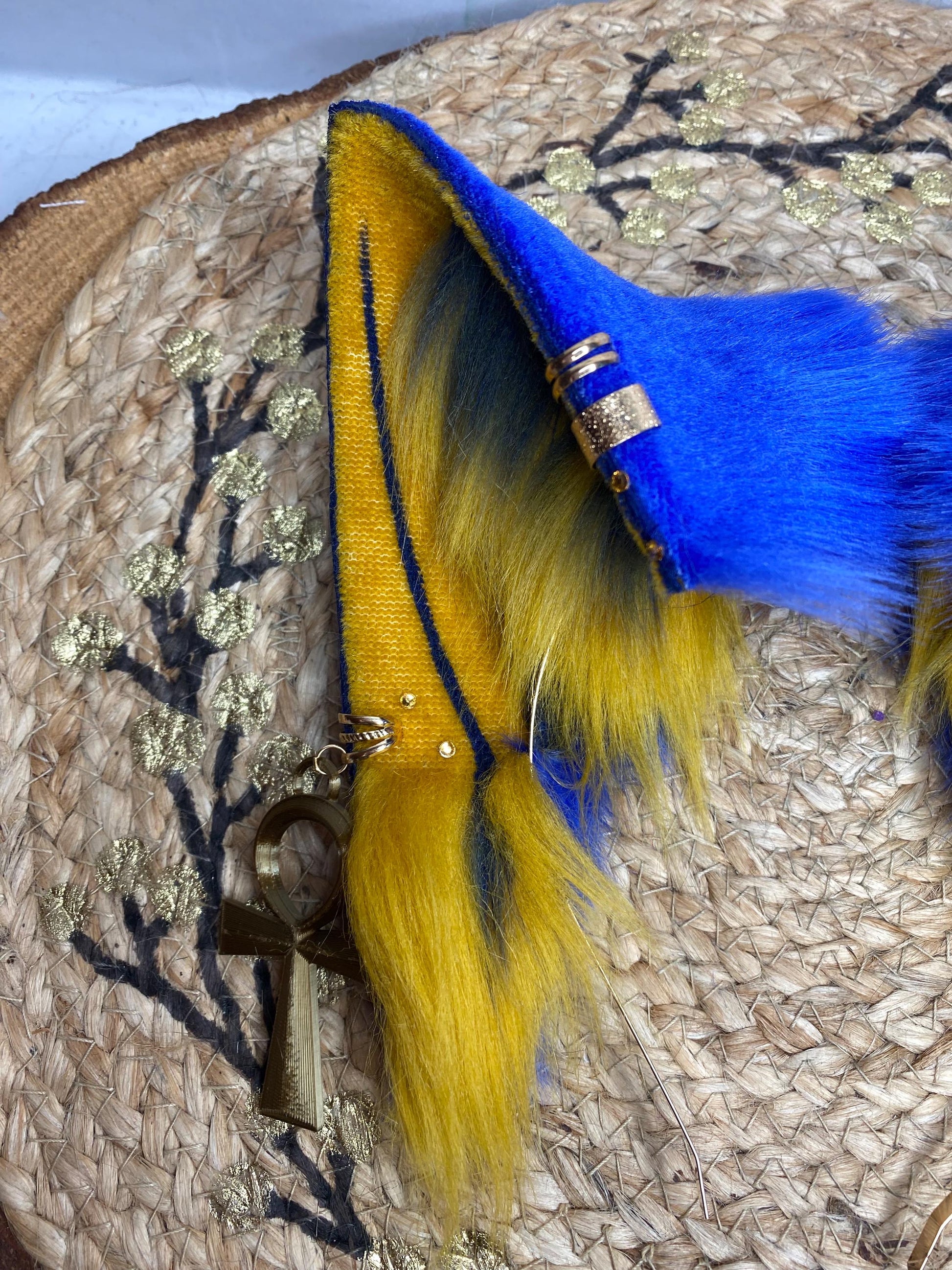 Animal Crossing Ankha fox ears handmade from faux fur for cosplay, streamers, therians, furries wearable as a headband