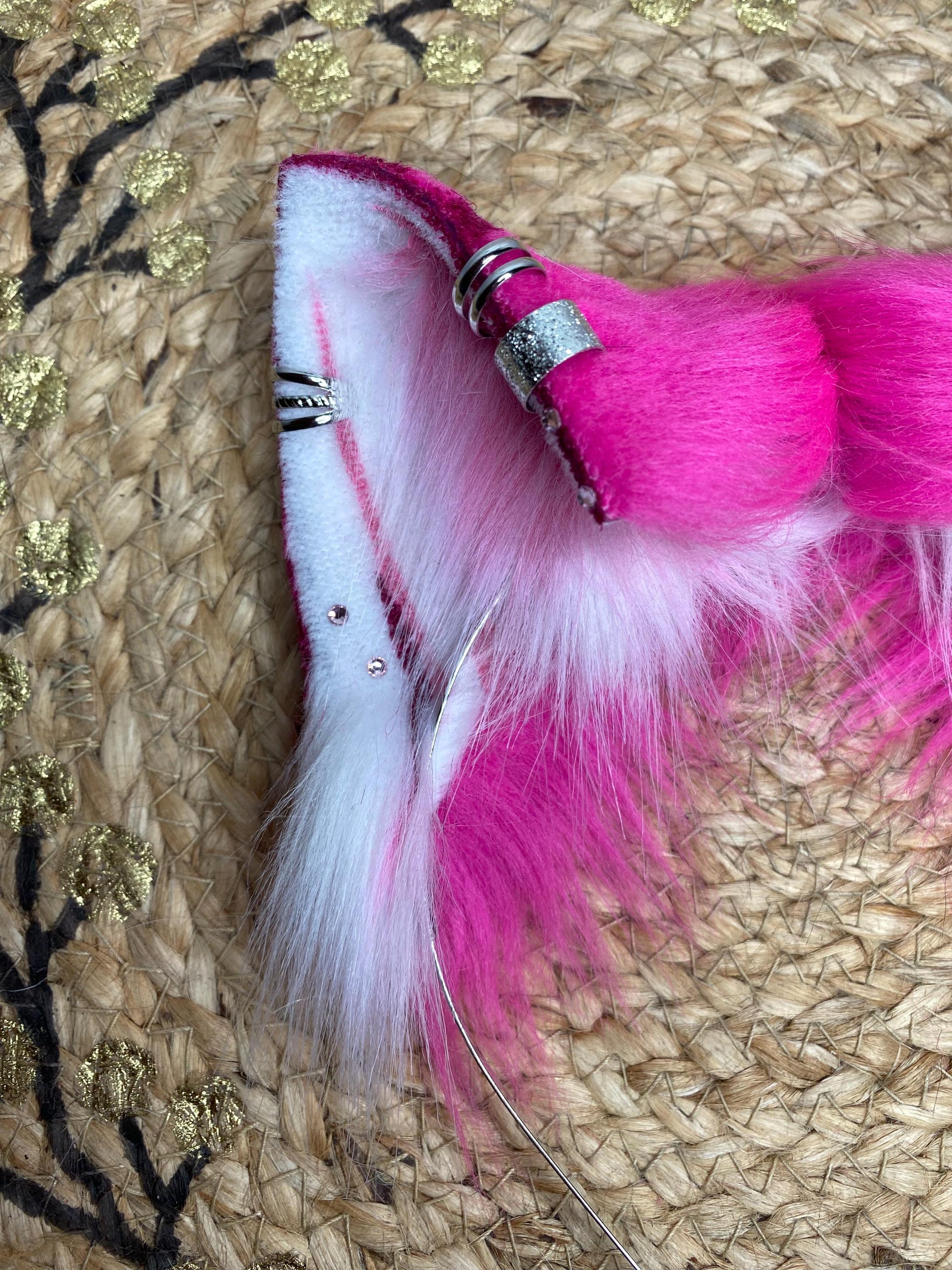Alice in Wonderland cheshire cat ears handmade from faux fur for cosplay, therian, furry, streamer wearable as a headband