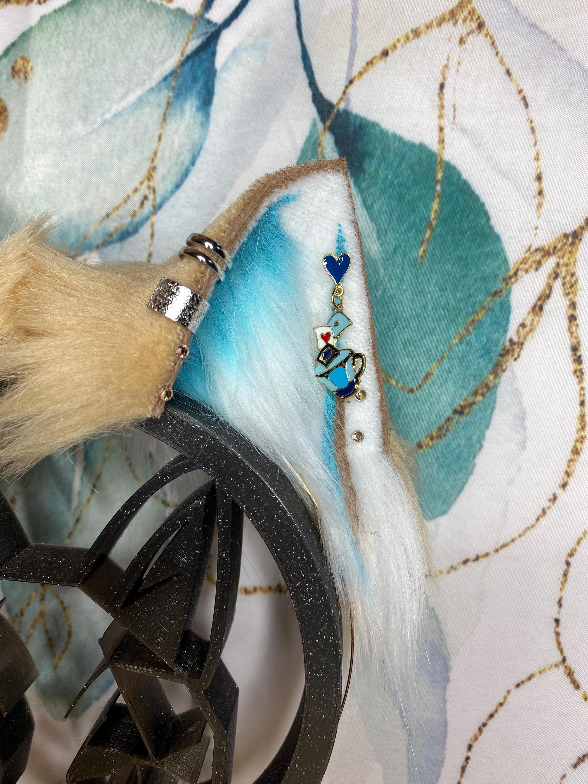 Alice in Wonderland cat ears handmade from faux fur for cosplay, therian, furry, streamer wearable as a headband