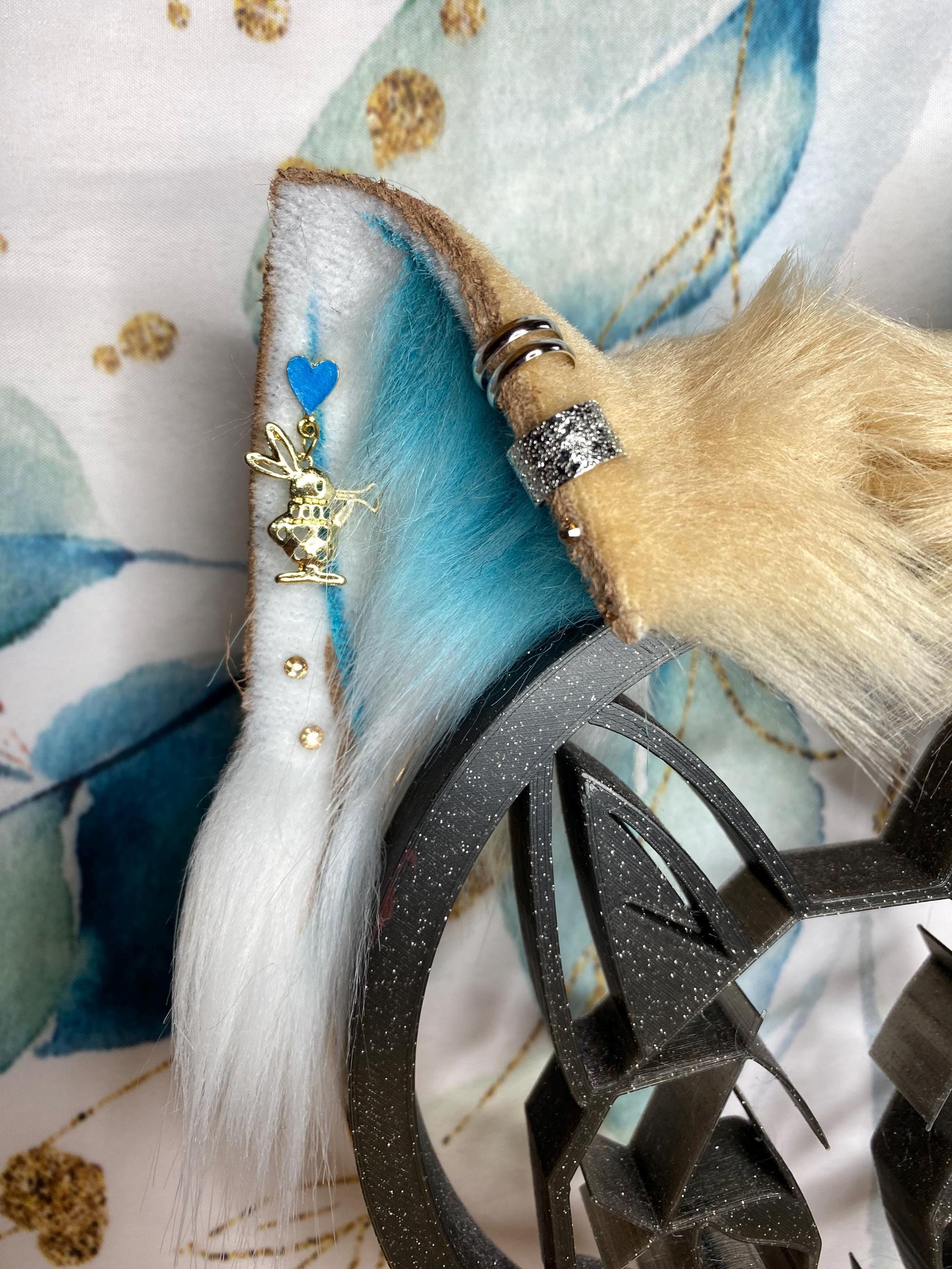 Alice in Wonderland cat ears handmade from faux fur for cosplay, therian, furry, streamer wearable as a headband