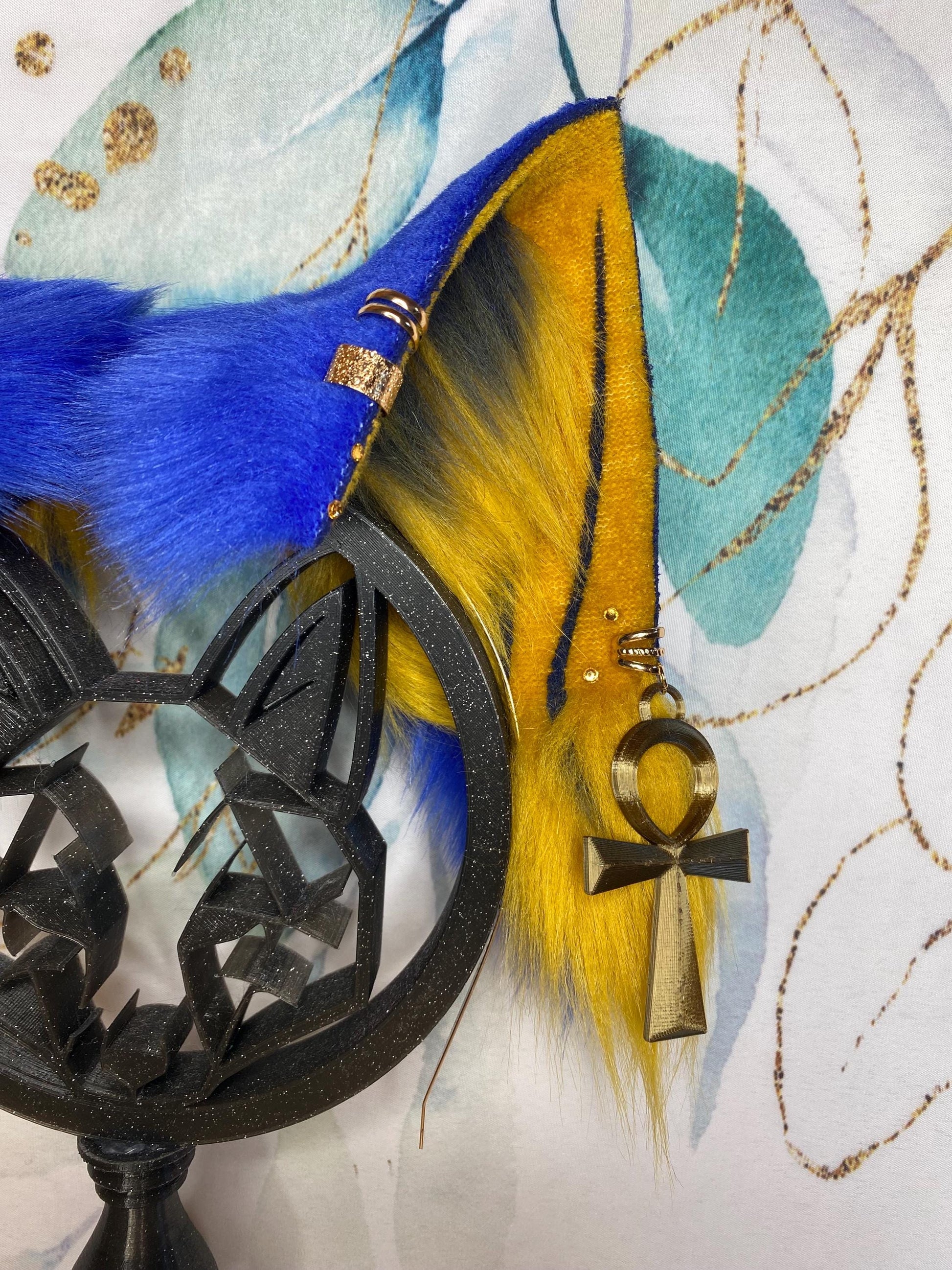 Animal Crossing Ankha fox ears handmade from faux fur for cosplay, streamers, therians, furries wearable as a headband