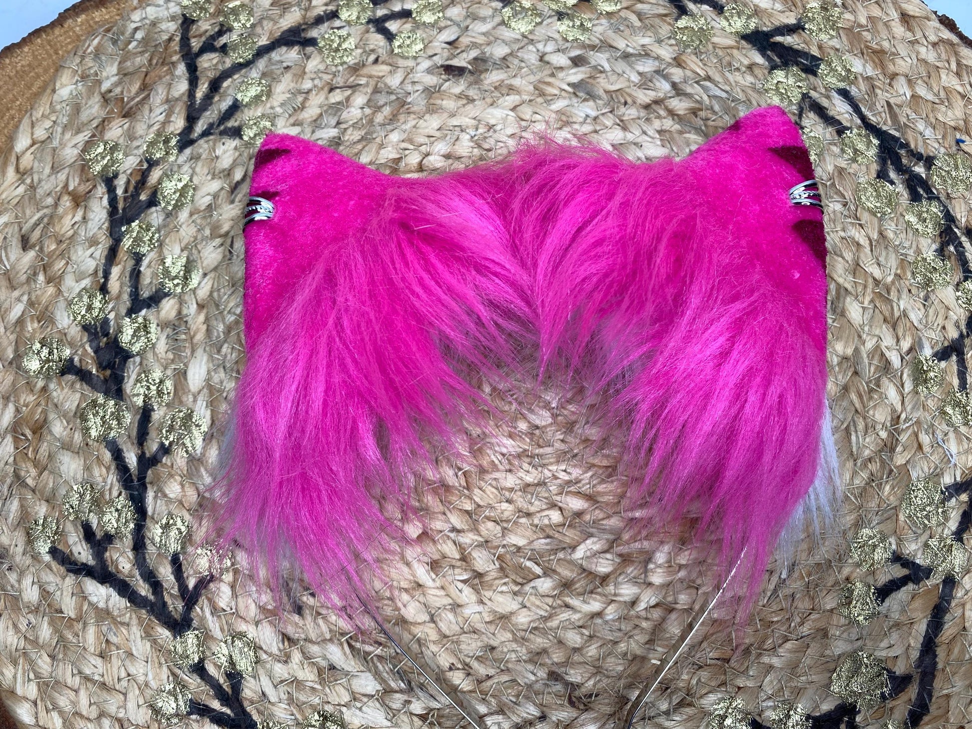 Alice in Wonderland cheshire cat ears handmade from faux fur for cosplay, therian, furry, streamer wearable as a headband