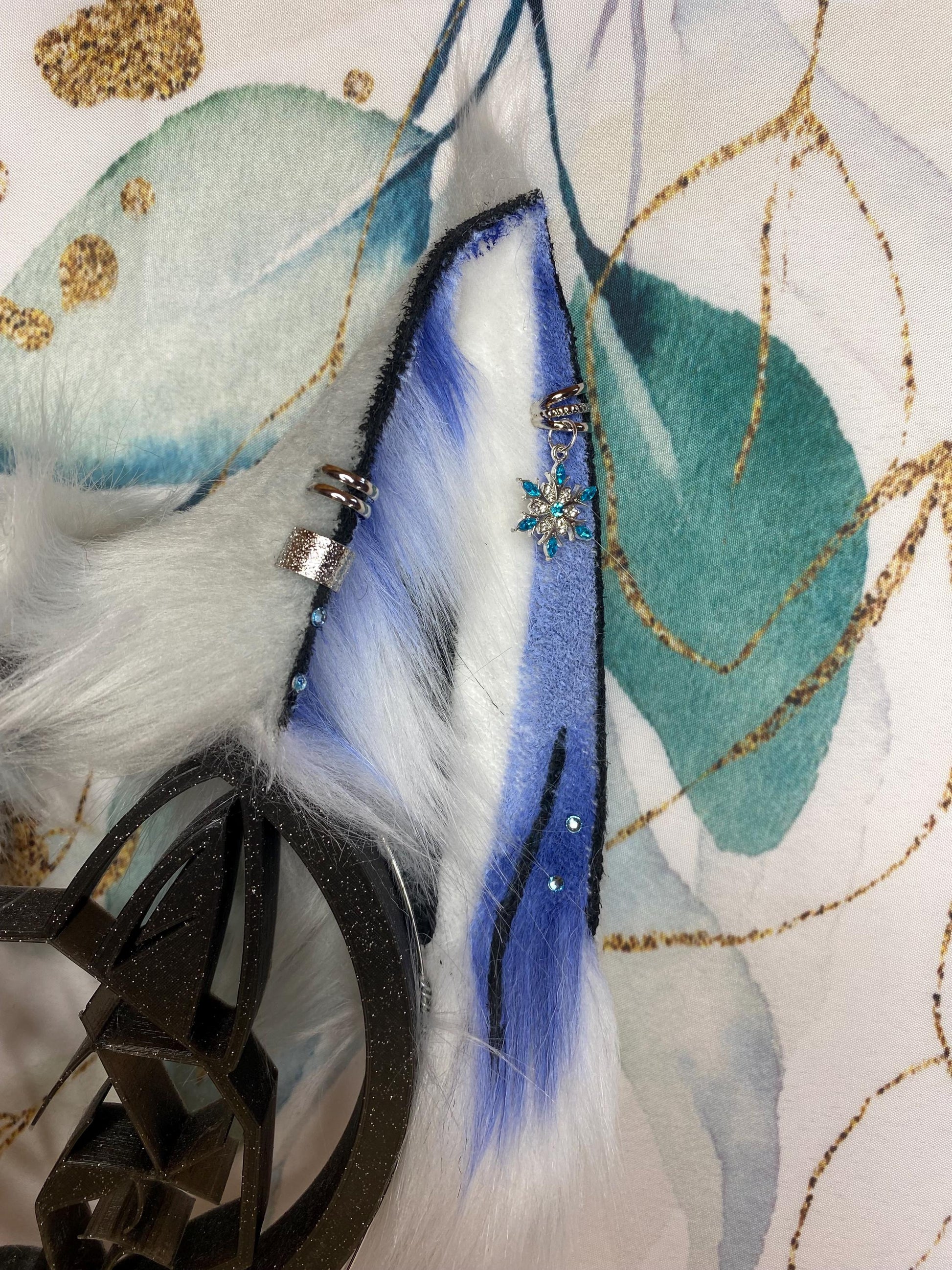 Arctic Galaxy fox ears handmade from faux fur for cosplay, streamers, therians, furry wearable as a headband
